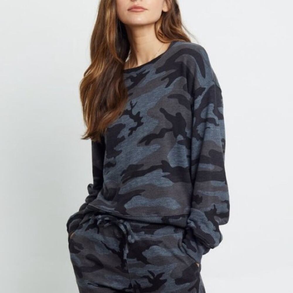Rails Ramona Iron Camo Print Black Sweatshirt Pullover Size Large